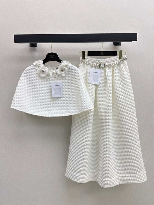 C 25 new three-dimensional flower decoration cape top + half skirt set