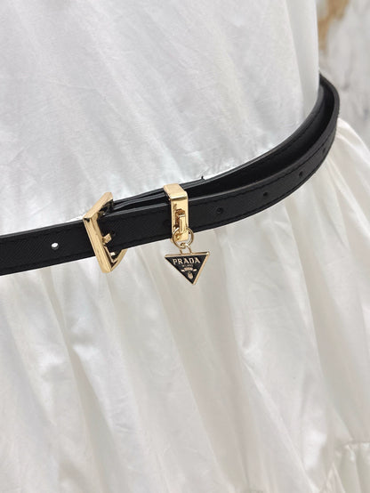 P 25 spring and summer new collar triangle label splicing cake skirt dress