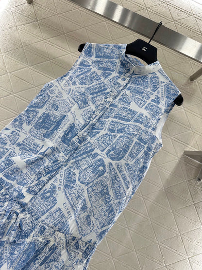 D 25 Paris Arc de Triomphe map print sleeveless dress