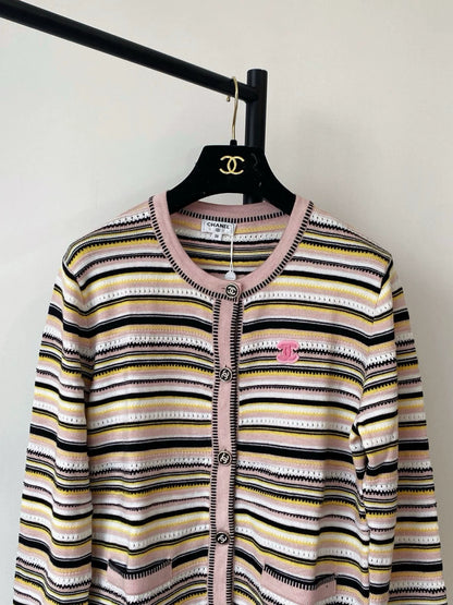 C 25 new striped round neck cardigan