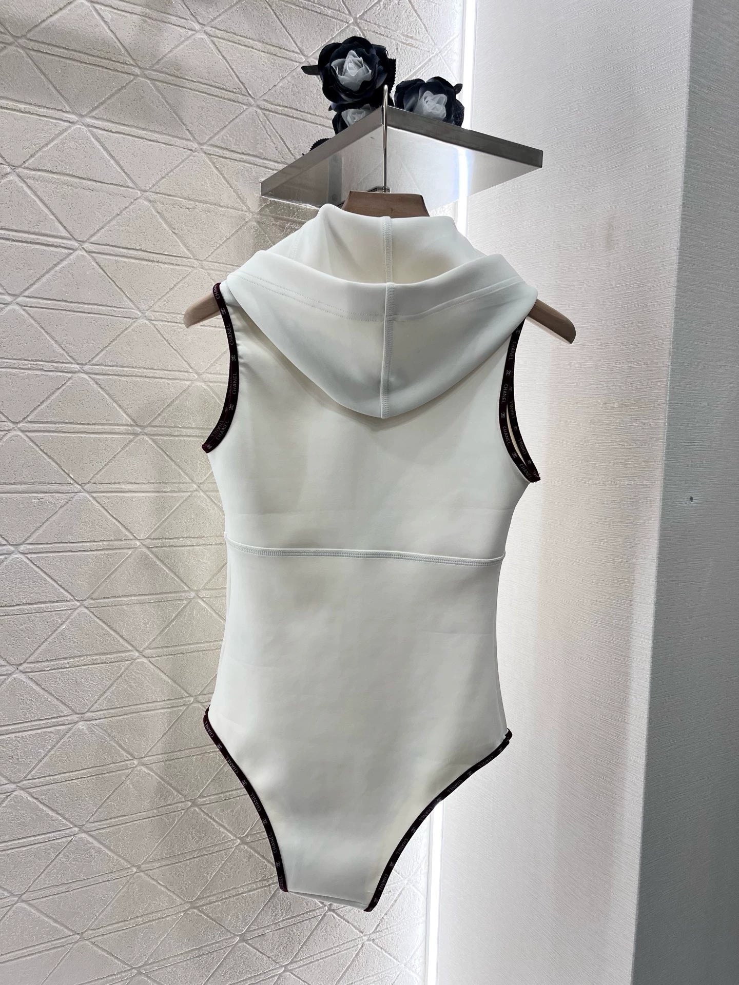 C 25 New Hooded Zipper One-piece Tankini Swimsuit