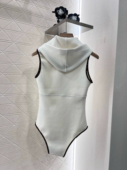 C 25 New Hooded Zipper One-piece Tankini Swimsuit