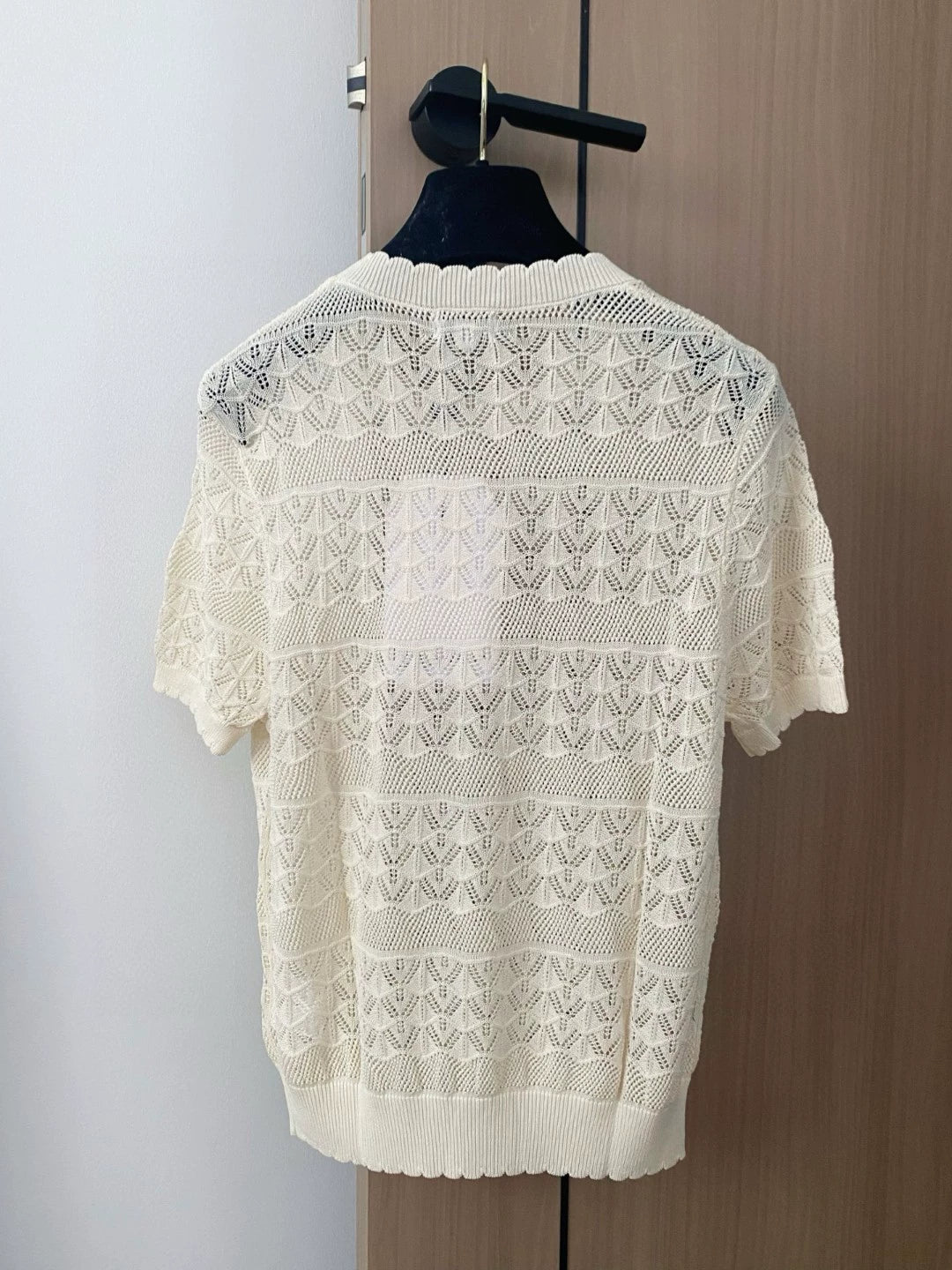 C 25 new hollow round neck short sleeve knitting