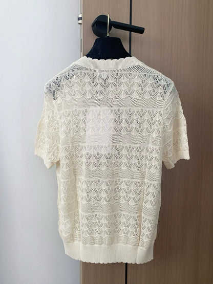 C 25 new hollow round neck short sleeve knitting
