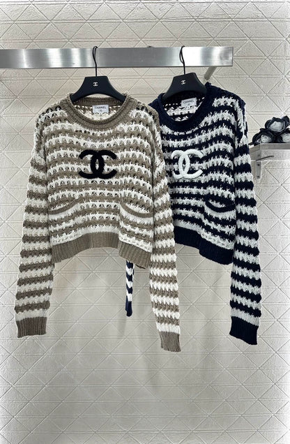 C 25 Striped Letter Knit Sweater