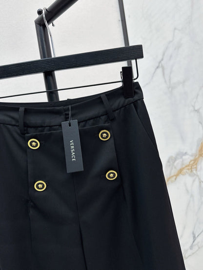 Ve 25 Spring/Summer newest style metal button decoration high-waisted small suit pants