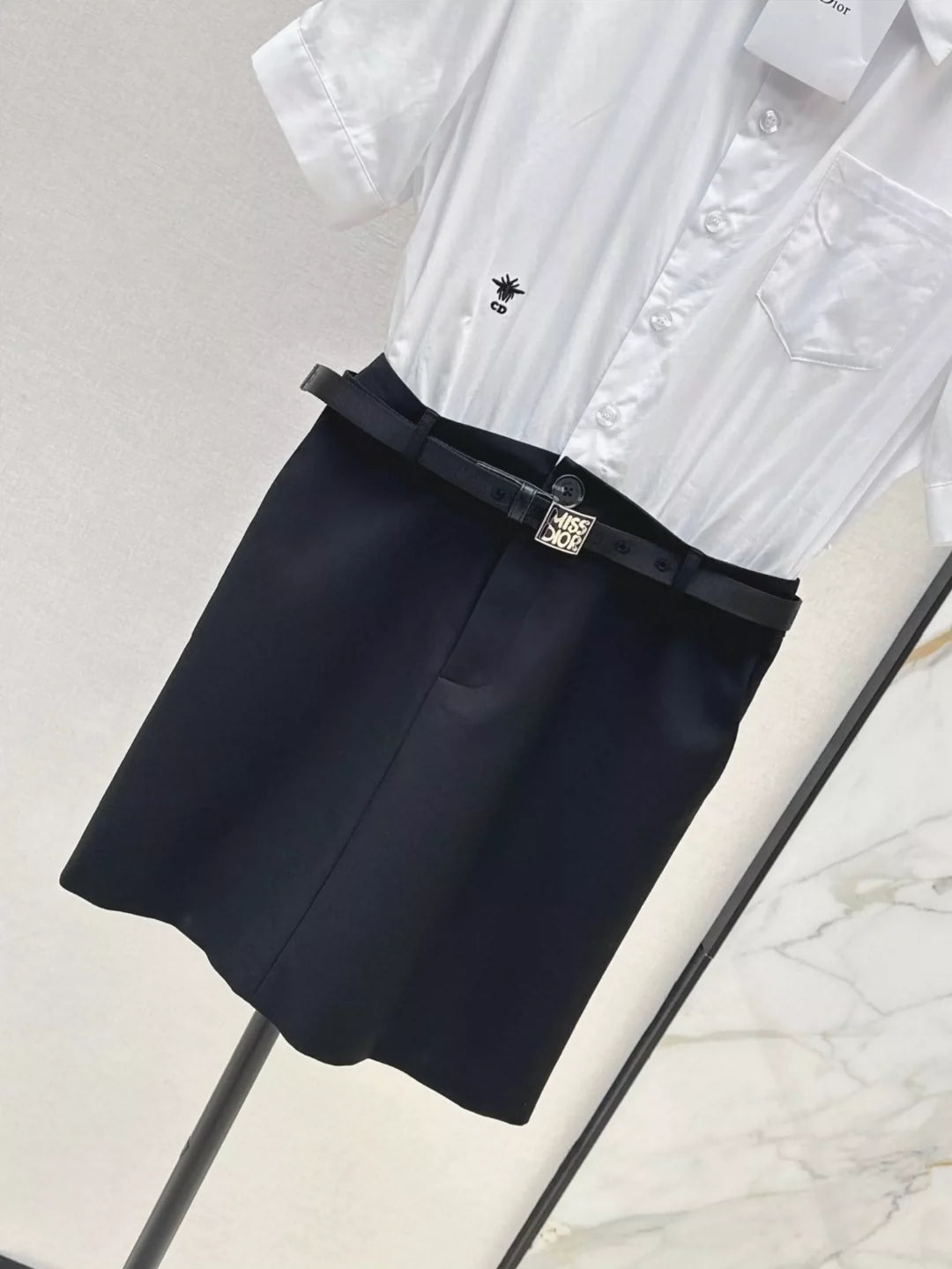 D 25 New Belted Spliced Lapel Shirt Dresses