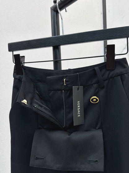 Ve 25 Spring/Summer newest style metal button decoration high-waisted small suit pants