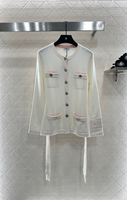 C 25fw Belted Knit Cardigan(Black/pink)