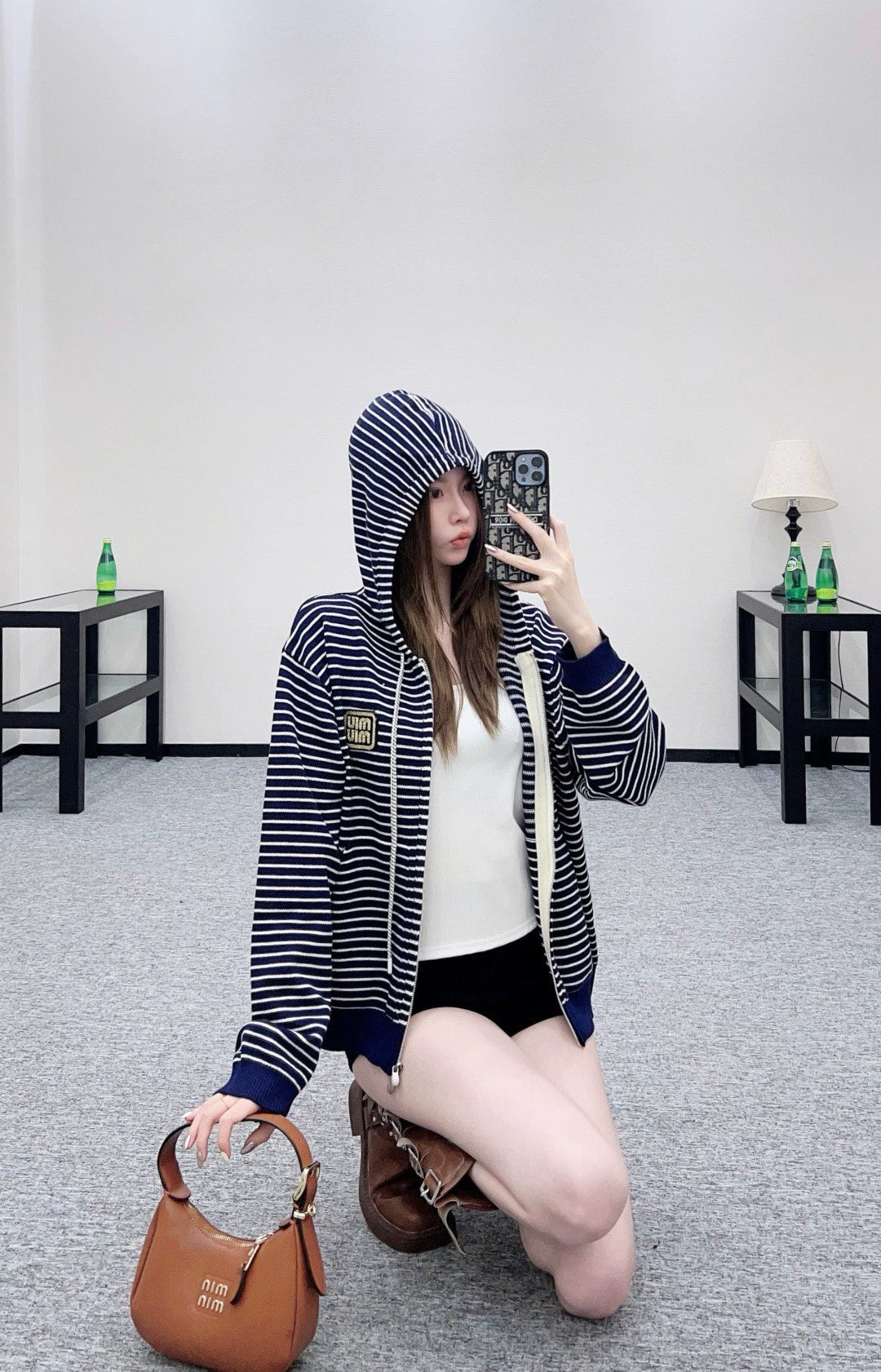 M 25 Hooded zip-up knit sweatshirt