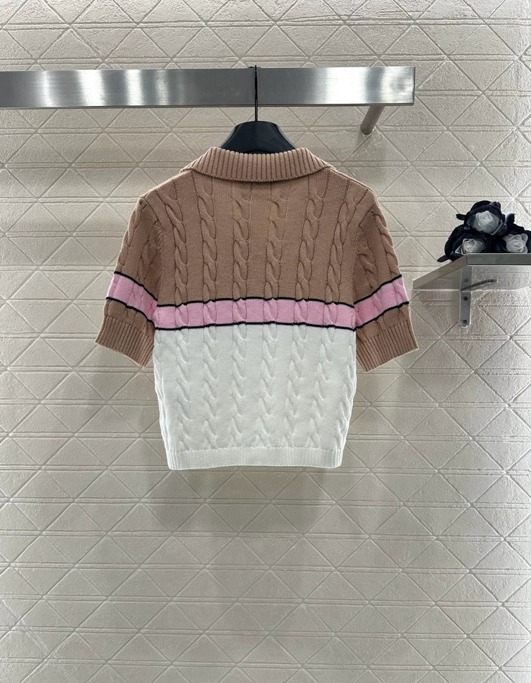 M 25 new zippered knitted short-sleeved top