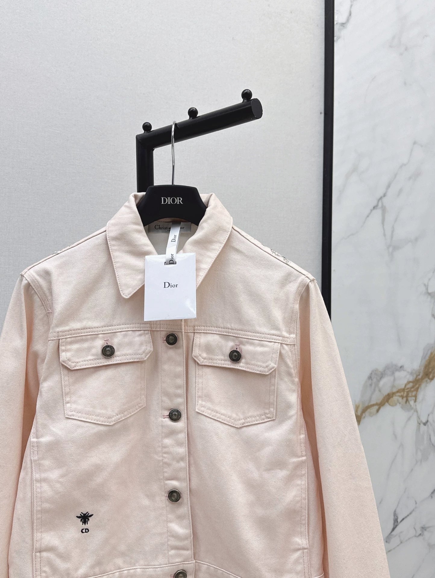 D 25Ss Early Fall New Back Print Denim Jacket（white green pink）