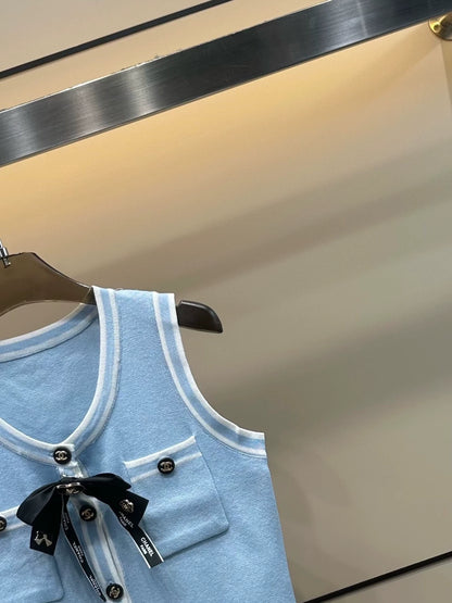 C 25 Summer new round neck bow knit undershirt