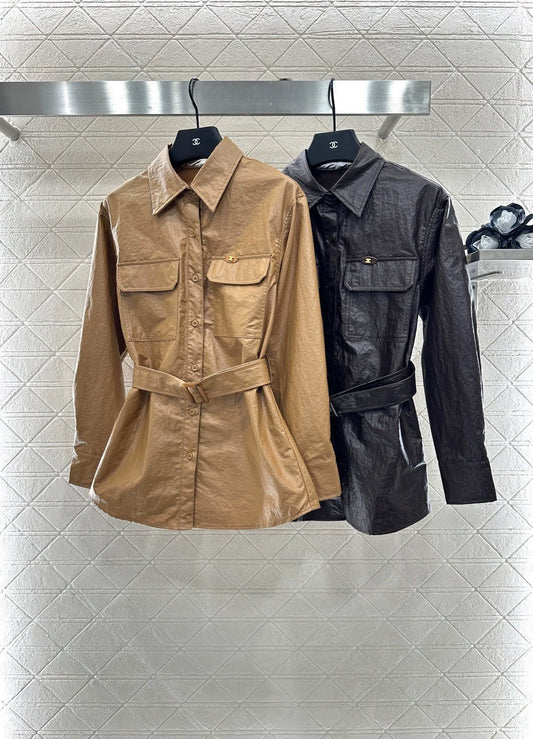Ce 25 Waterproof leather trench coat