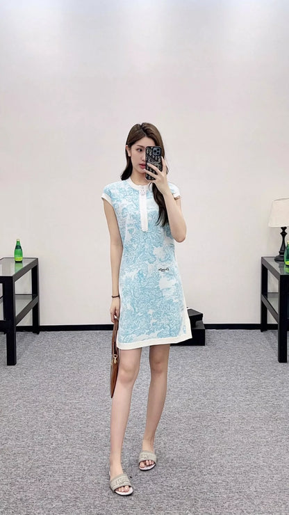 D 25 new product Knitted jacquard vest dress