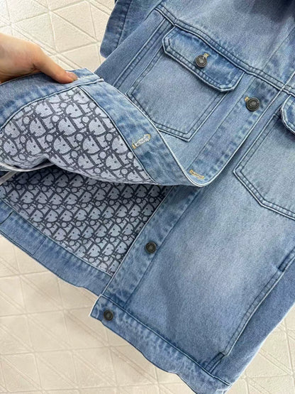 D 2025 New Denim Short Sleeve Jacket and Shorts Set
