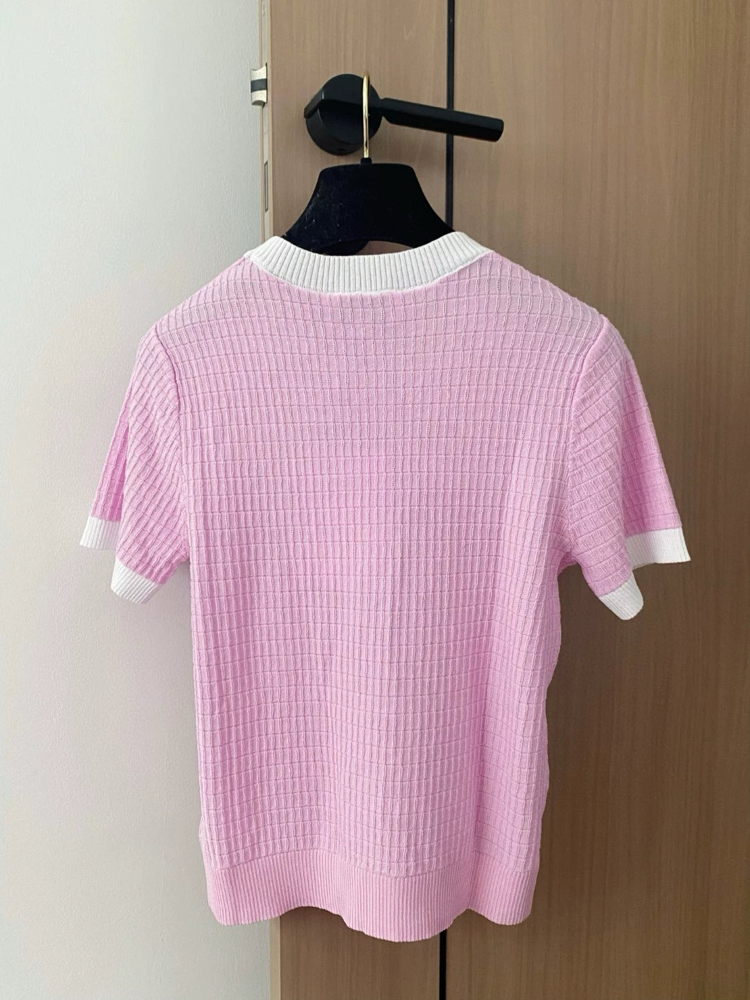 c 25 new color clashing round neck short sleeve knitting