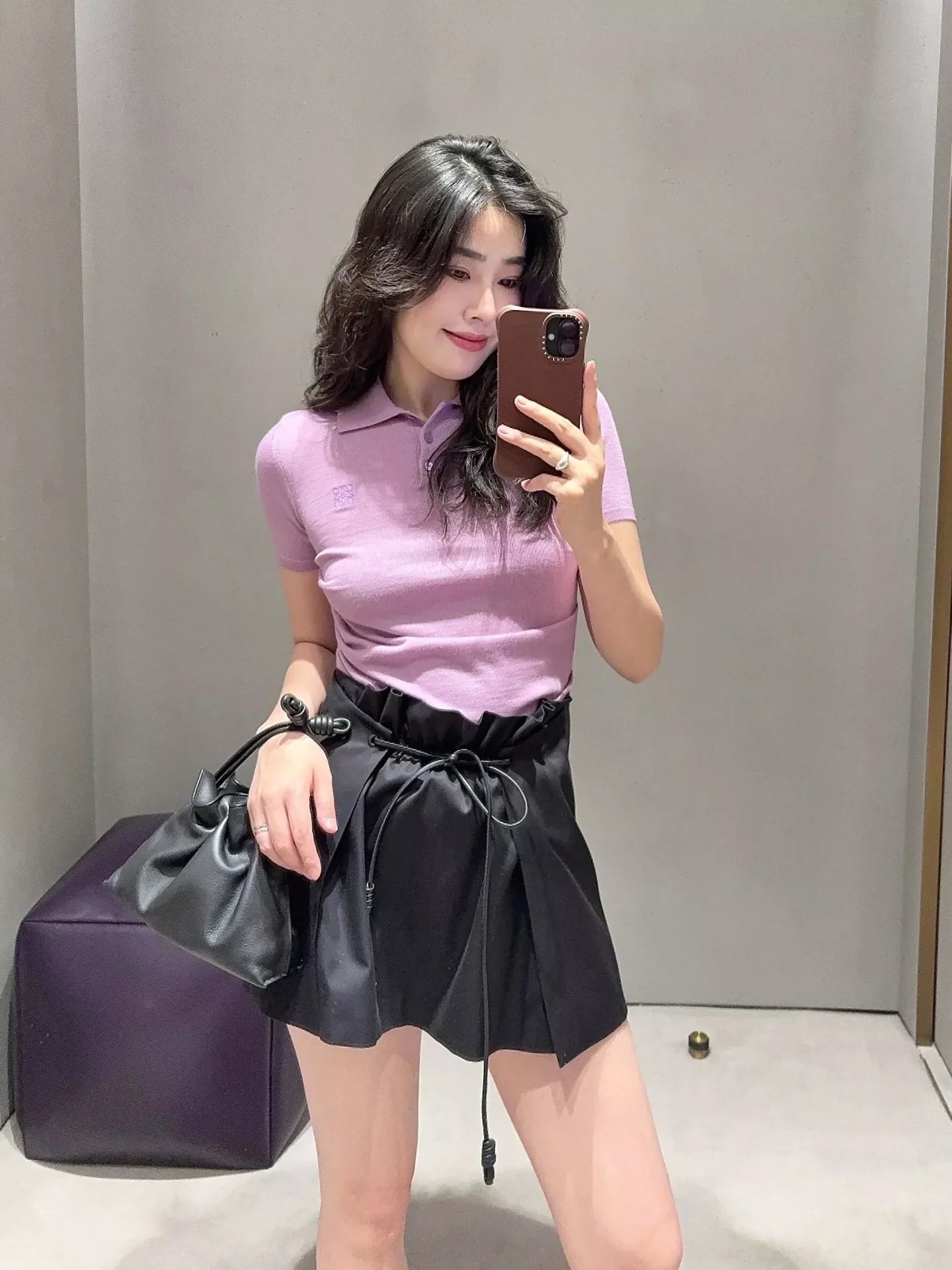 LO 25 Spring and Summer New Lapel Short Sleeve Knitted Sweater