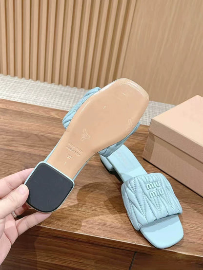 M 25 Spring and Summer New Soft Lambskin Wrinkled Sandals