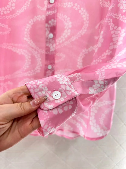 C 25 Printed Lapel Shirt（Black，Pink，Orange）