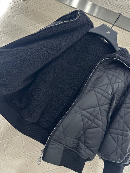 Di 25 Lambswool lining diamond-patterned jacket