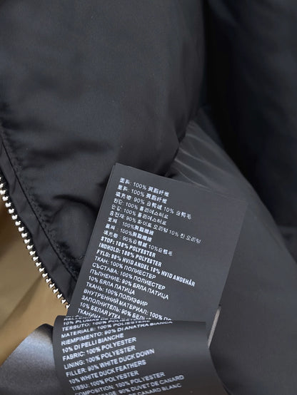 P 25fw Waisted mid-length down jacket