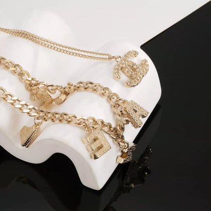 25 Summer New Multi-layer Chain Letter Necklace