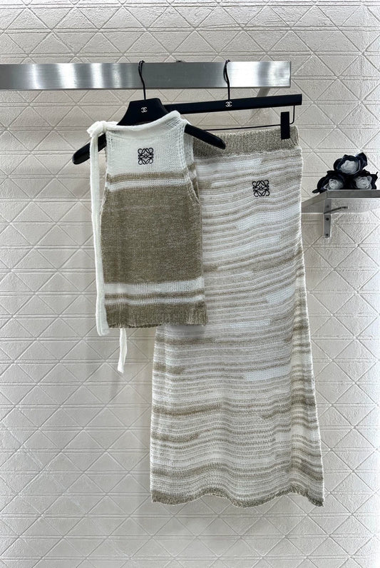 LO 25 Striped Knit Vest and Skirt Set