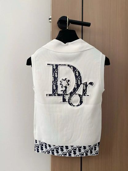 D 25 new lapel short-sleeved undershirt（white navy）