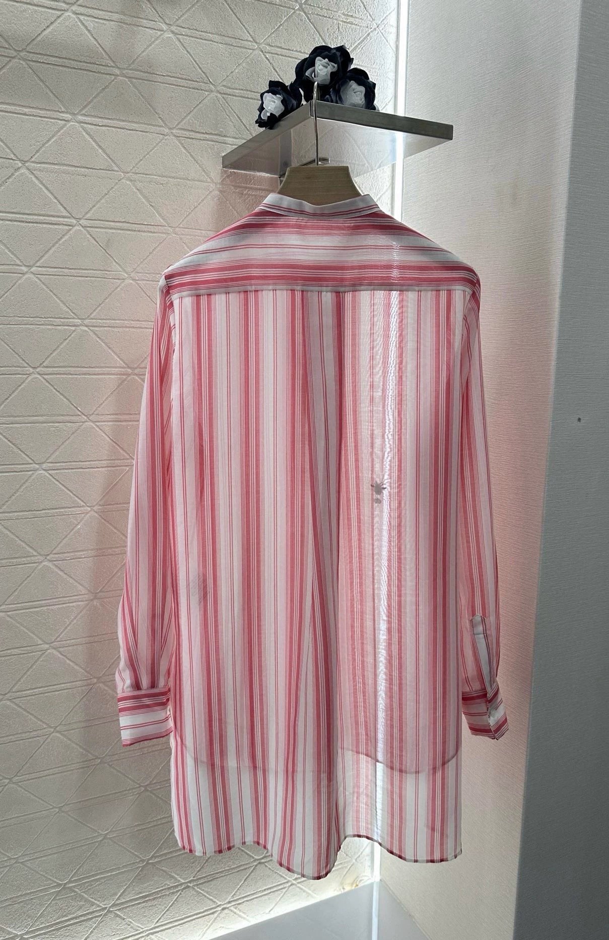 D 25 New Products Striped Embroidered Shirt with Collar