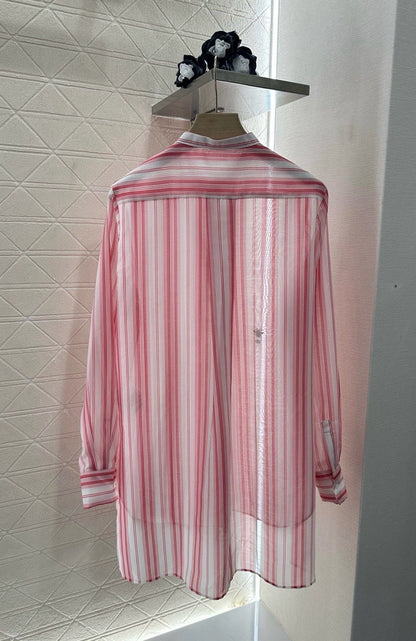 D 25 New Products Striped Embroidered Shirt with Collar
