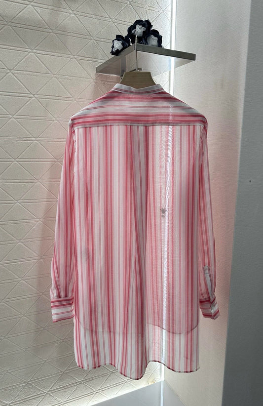 D 25 New Products Striped Embroidered Shirt with Collar