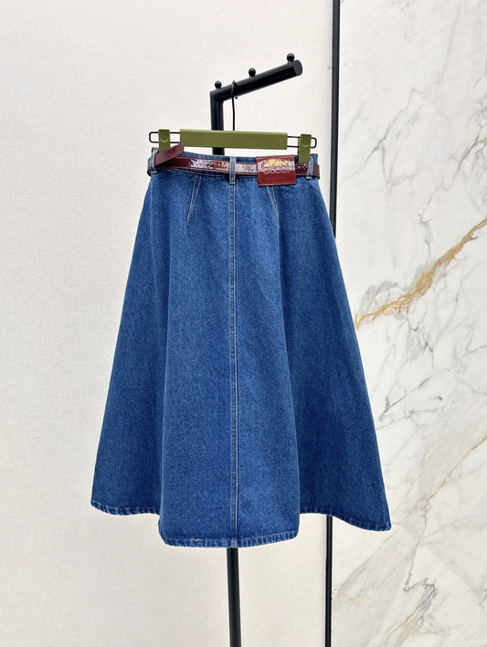 G 25 new denim skirt with letter belt