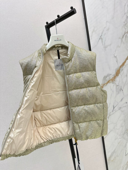 MON 25fw Silver stand collar down vest
