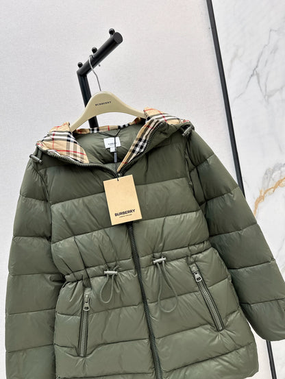 BRU 25fw Hooded, drawstring-waisted down jacket