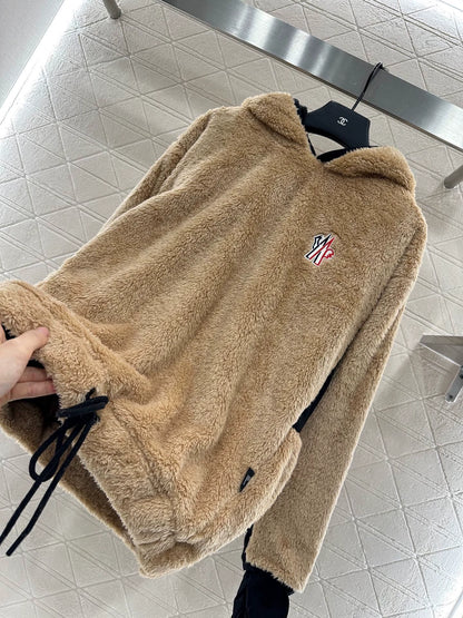 Mon 25 Hooded Teddy Lambswool Pullover Sweatshirt