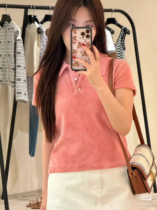 CE 25 new polo lapel velvet tops