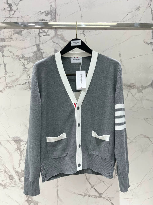 Th 25 new early spring new colorblocking stripes four bar stripes striped knit cardigan