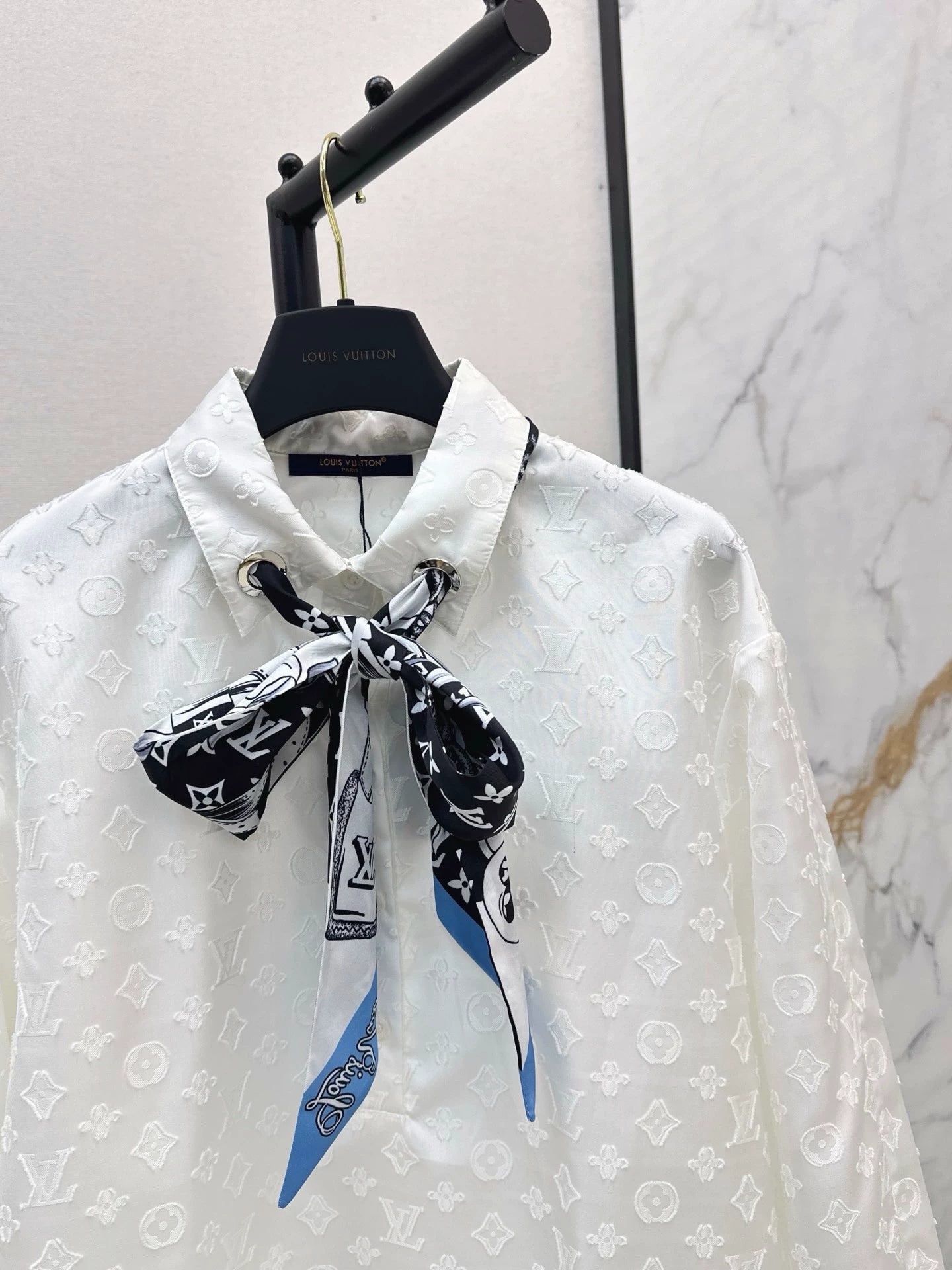 L 25 Floral shirt style dress(BLUE/WHITE)
