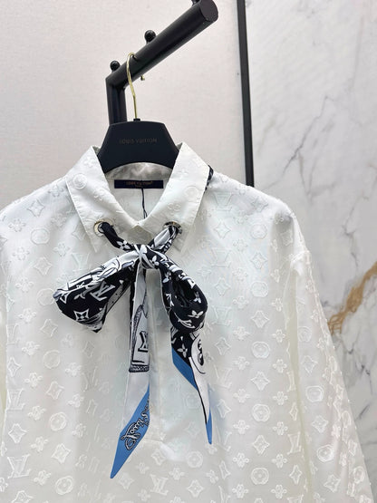 L 25 Floral shirt style dress(BLUE/WHITE)