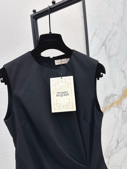 mcq 25 irregular pleated sleeveless vest dress