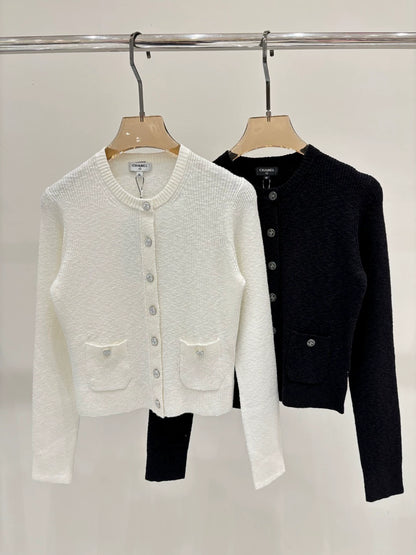 C 25 Early Spring New Round Neck Letter Logo Simple Casual Knitted Cardigan