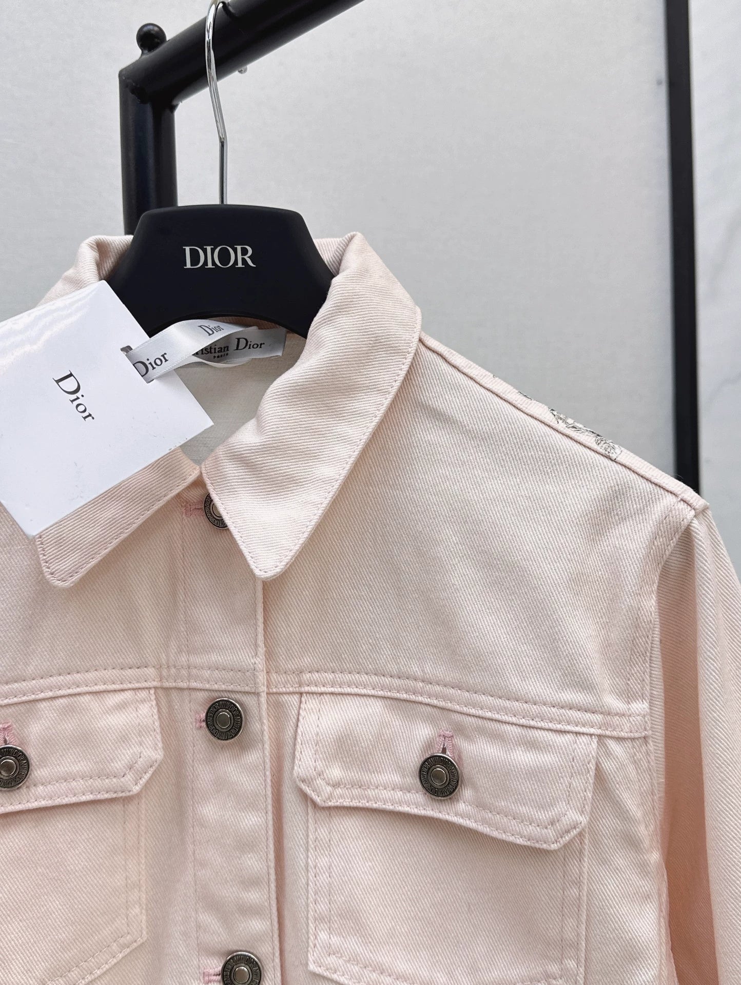 D 25Ss Early Fall New Back Print Denim Jacket（white green pink）