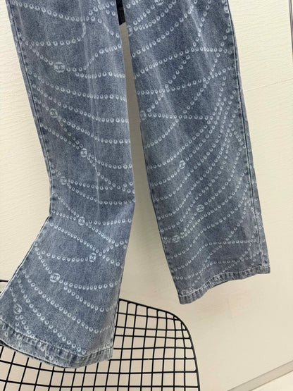 C 25 New Laser Printed Tencel Wide-Leg Jeans