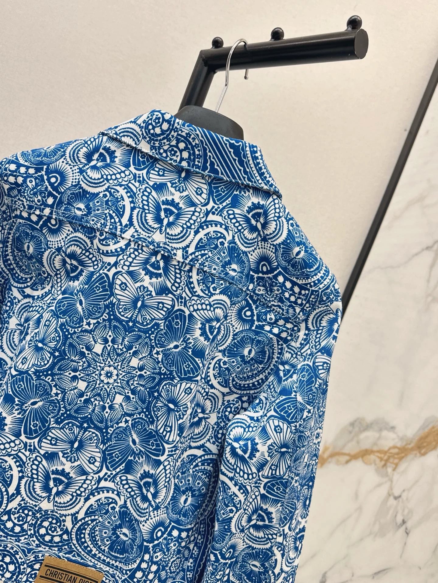 D 25  Spring/Summer New Celadon Butterfly Print Denim Collection Jacket