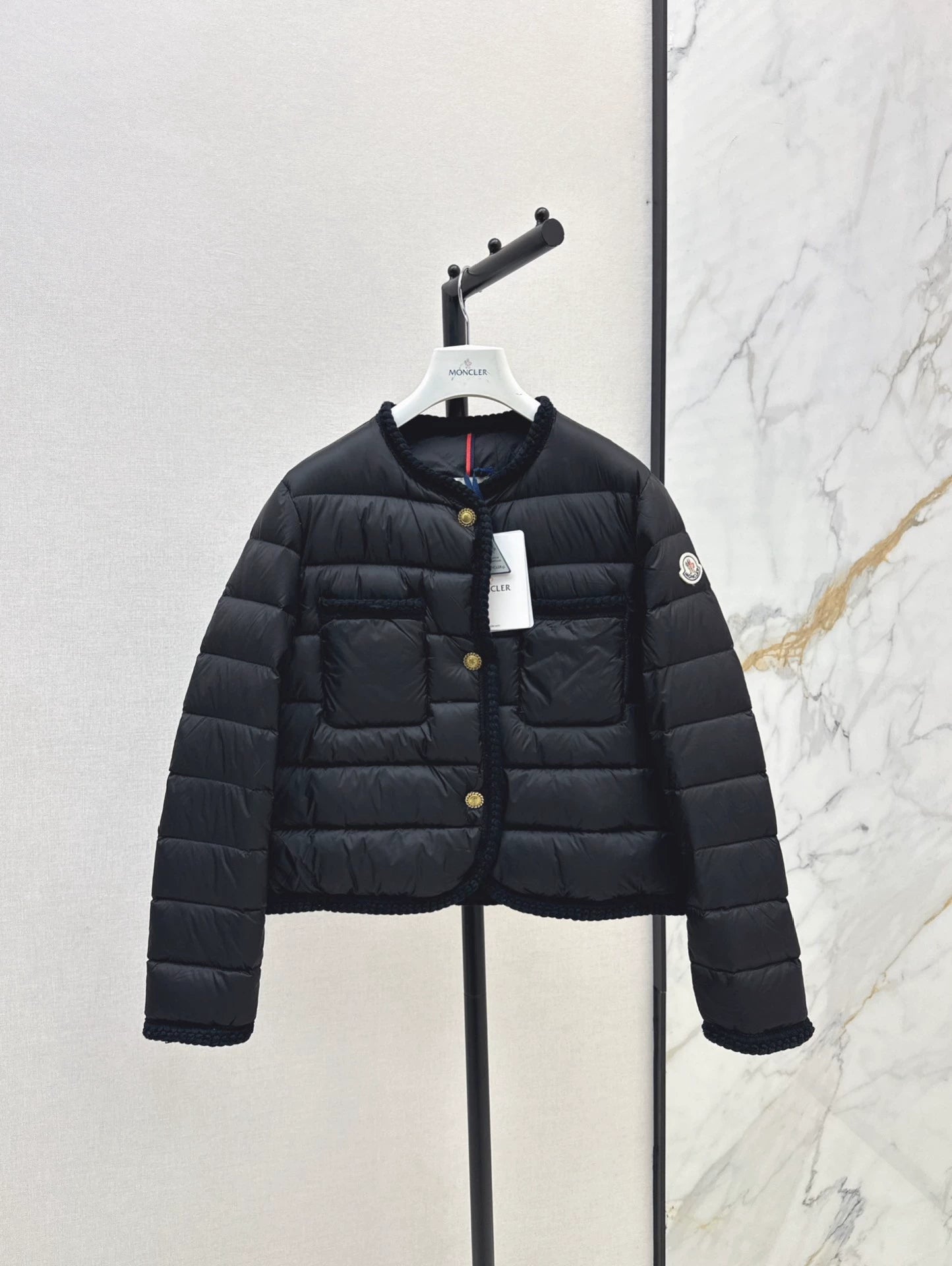 MON 25 Woven patchwork down jacket(BLAKC,NAVY,RED,BEIGI)