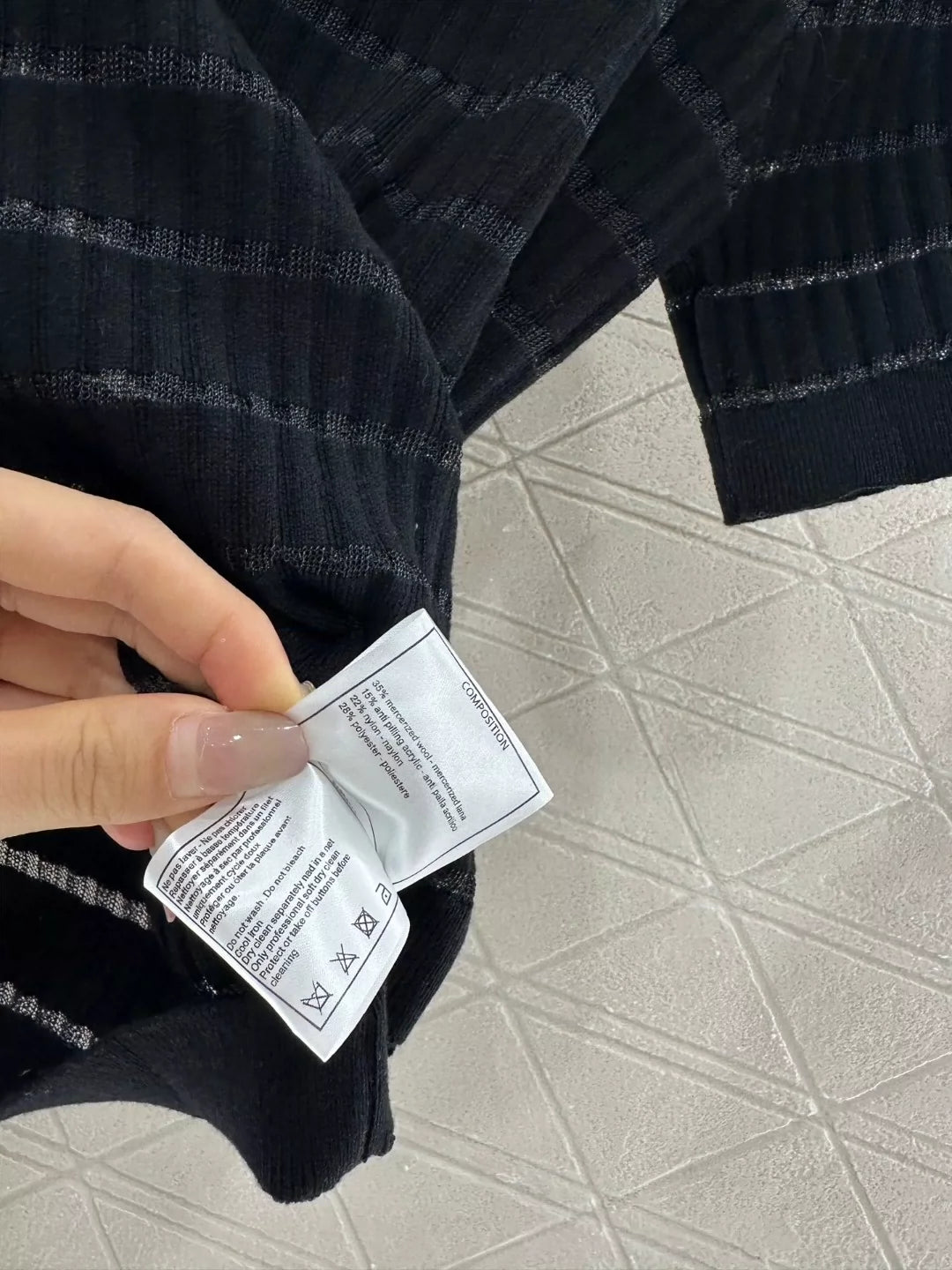 C 25 Spring/Summer New Hollow Front Striped Knit Short Sleeve Top(white gray pink balck)