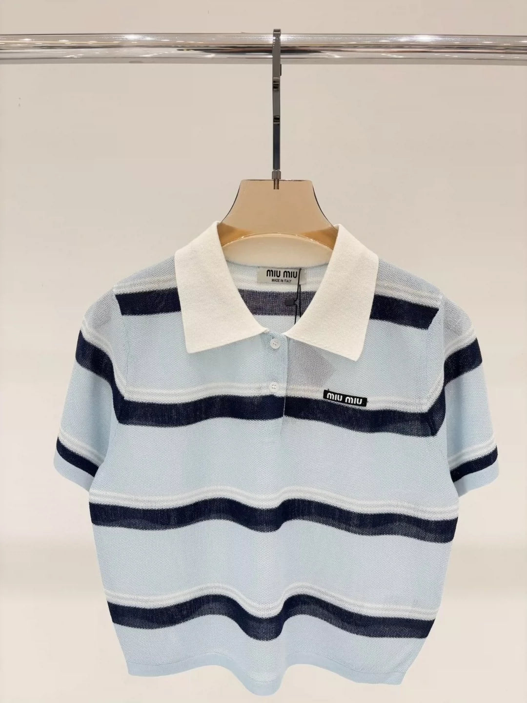 M 25 Summer New Striped Letter Logo Knitted Short Sleeves