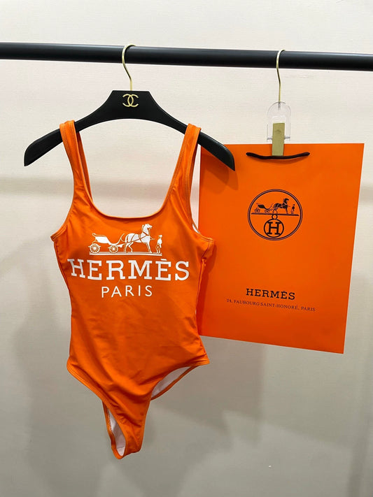 H 25 New Orange One-piece Swimsuit