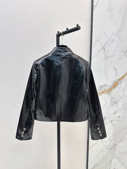 C 25 Premium Handcrafted Collection Genuine Leather Stand Collar Jacket